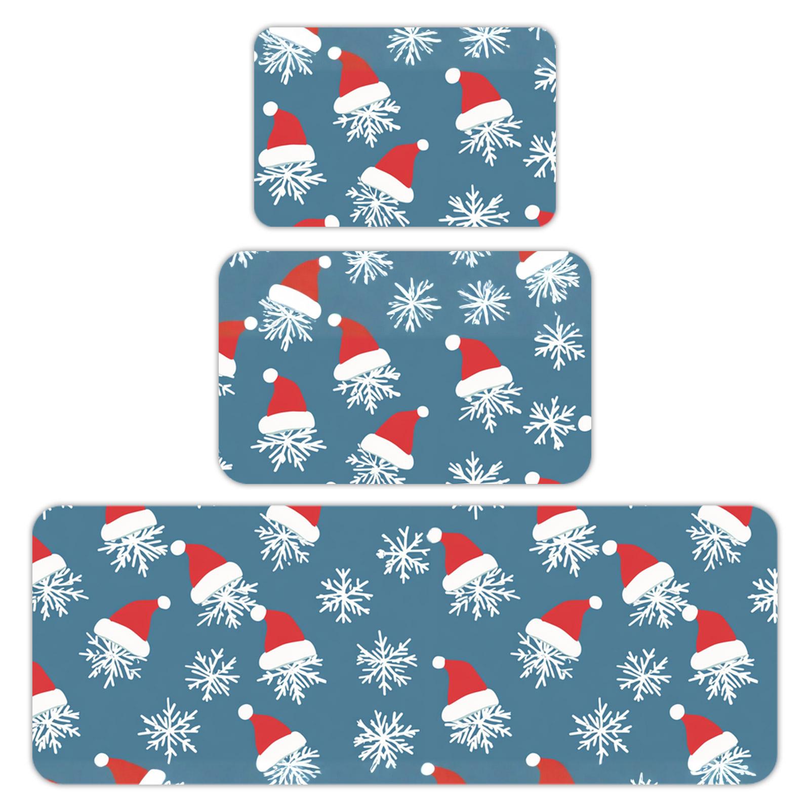 

Christmas Kitchen Anti-slip Mat Carpet Flannel Door Mat Three-piece Set 45*120CM/50*80CM/40*60CM One Size