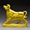 Earthy Yellow Ceramic Zodiac Ox Figurine: Soaring Spirit Auspicious Mascot for Home Relaxation