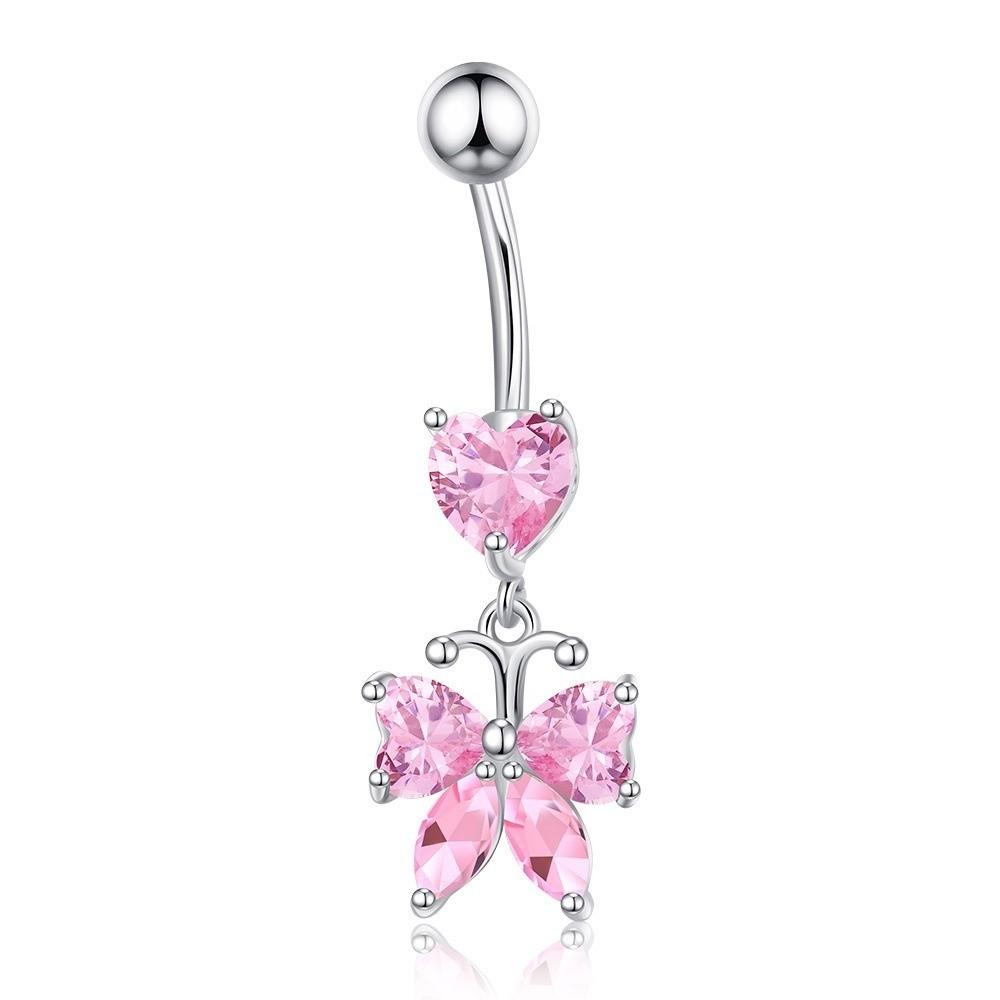 Elegant Navel Piercing Rings Zircon Belly Clicked Piercing Butterfly Belly Button Rings Daily