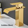Waterfall Stainless Steel Hot and Cold Water Faucet Above Counter Basin Bathroom Splash-proof Basin Faucet