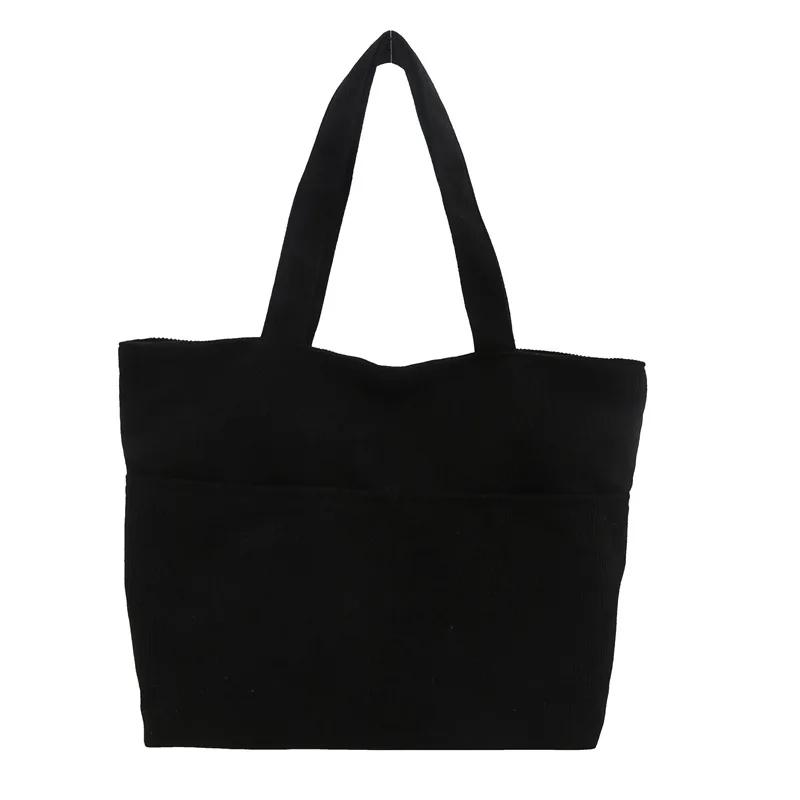 Simple Large Capacity Tote Women Shoulder Bag Retro Corduroy Ladies Shopping Commuter Underarm Bags Female Multi-pocket Handbags