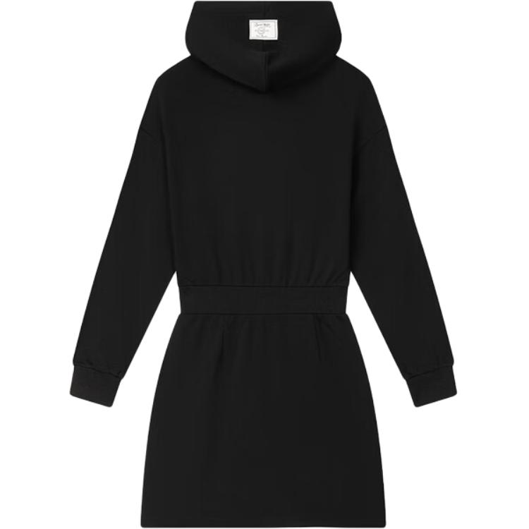 Fila Letter Print Breathable Comfortable Loose Casual Hooded Long Sleeve Dress Women Dresses Black F11W439310FBK