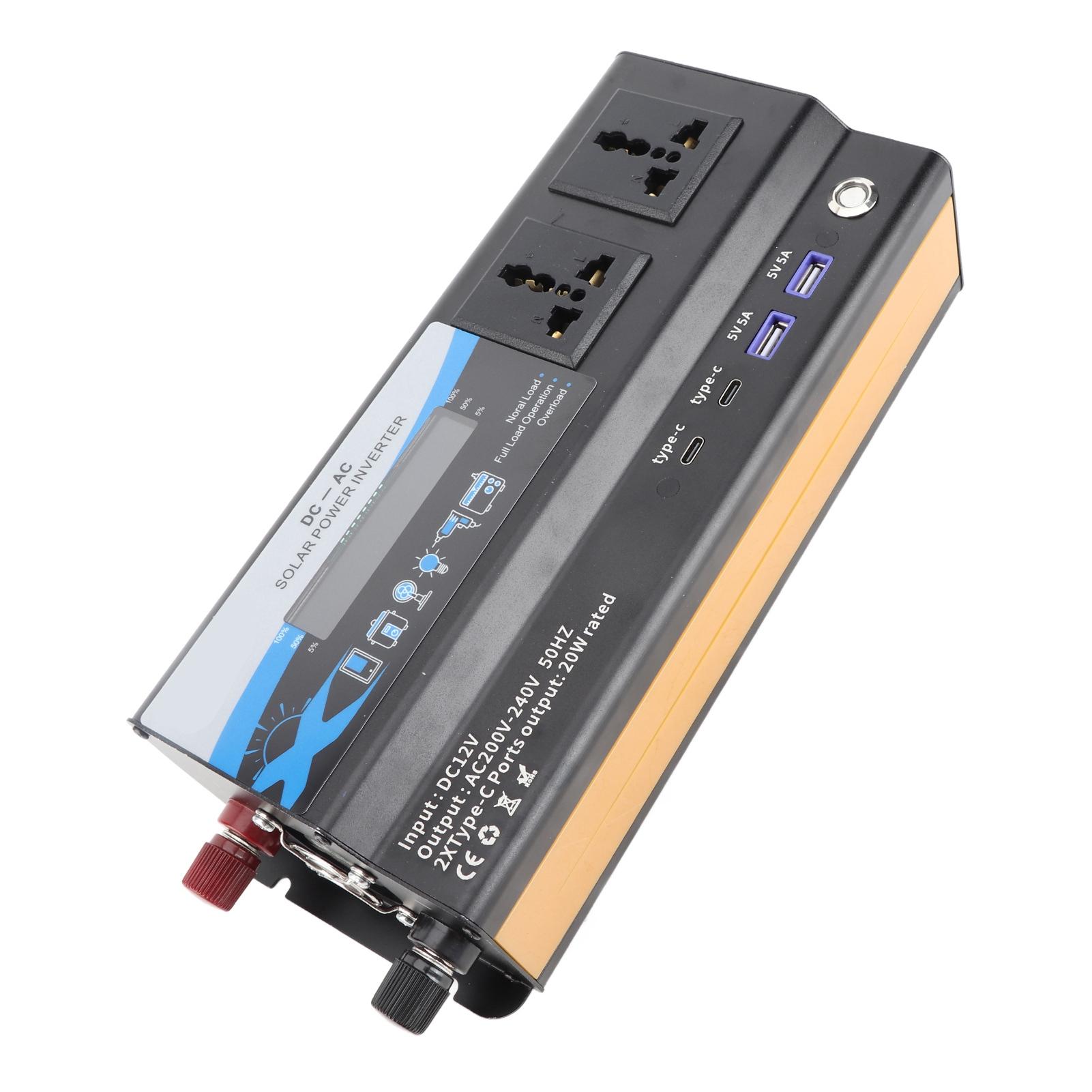 

Пиковая мощность автомобильного инвертора 6000 Вт, модификация синусоидального зарядного преобразователя, 2 USB 2 Type C с цветным светодиодом