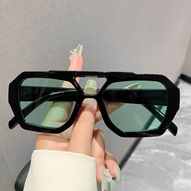 New double beam irregular anti-ultraviolet sunglasses women's fashion European and American retro Internet celebrity advanced sunglasses