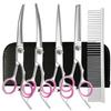 Portable Pet Grooming Scissor Set: Flat & Curved Hairdressing Tools