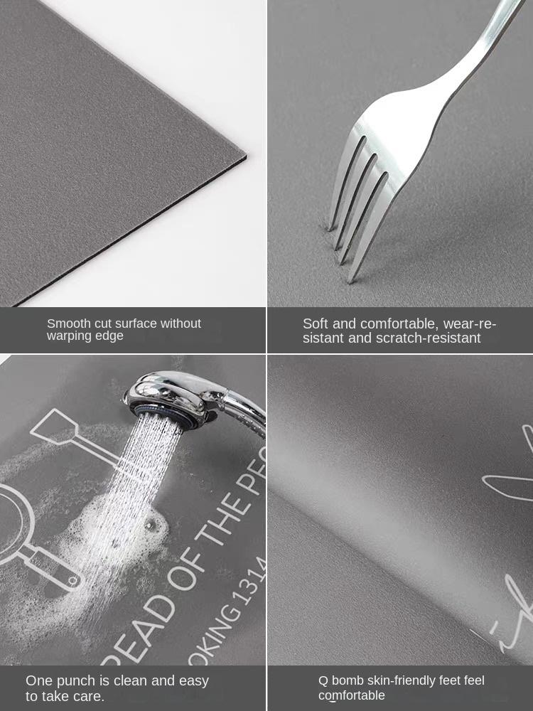 2pc Modern Simple Diatom Mud Mat Long Strip Oil Absorbent Quick Drying Floor Mat Household Non-Slip Kitchen Mat