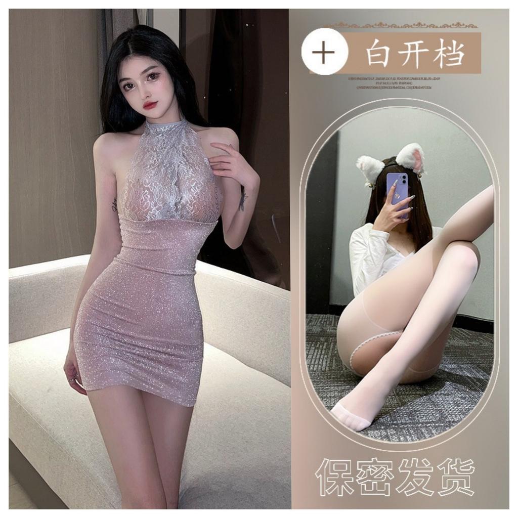 Large size erotic underwear suspender nightdress sexy hip skirt uniform temptation chest teasing nightdress loungewear