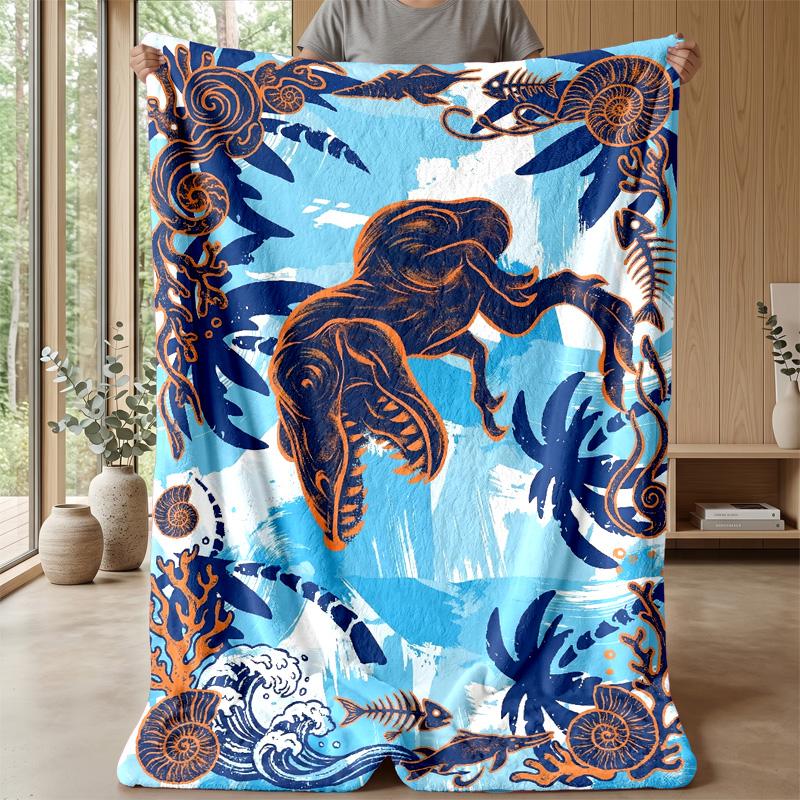 Oceanic Adventure Theme Blanket Lightweight Warm Flannel Blanket Decorative Throw Blanket for Home Decoration