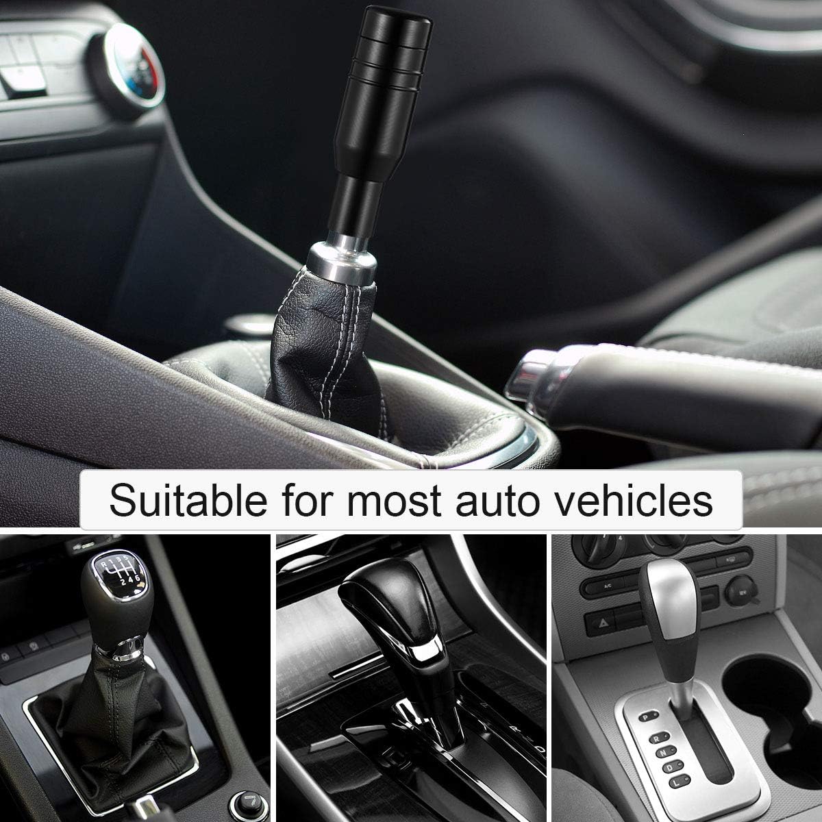 

WINOMO Automatic Car Stick Shift Knob Cover Lever Universal Fit (Black, Random Color of Screws)