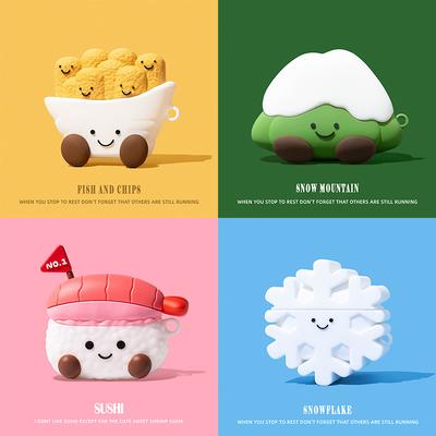 3D Sushi Cartoon Niedliche Hülle für AirPods 4 2024 Drahtlose Bluetooth Kopfhörerhülle für AirPods 3 2 1 Ladebox für AirPods Pro 2