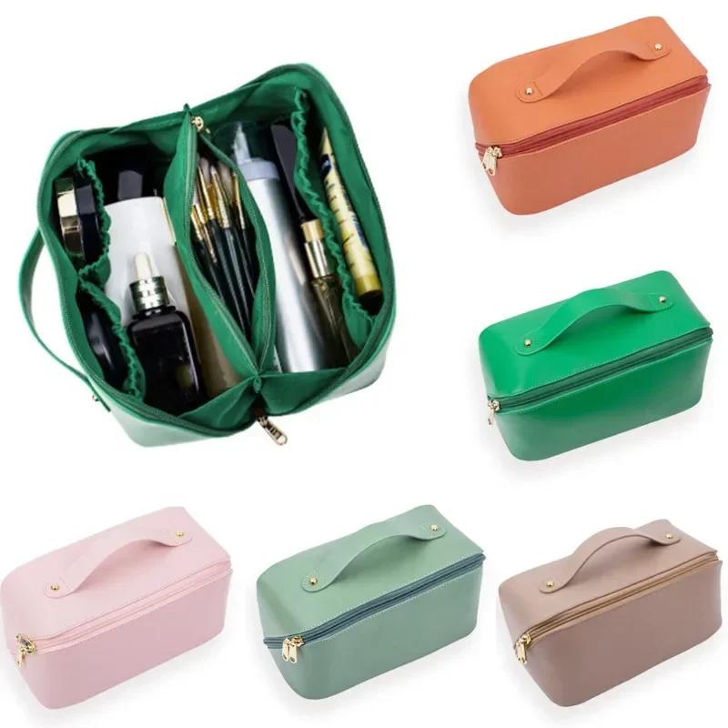 Women PU Cosmetic Bag Multifunctional Waterproof Large-capacity Tote Toiletry Storage Bag Wash Makeup Organizer Pouch
