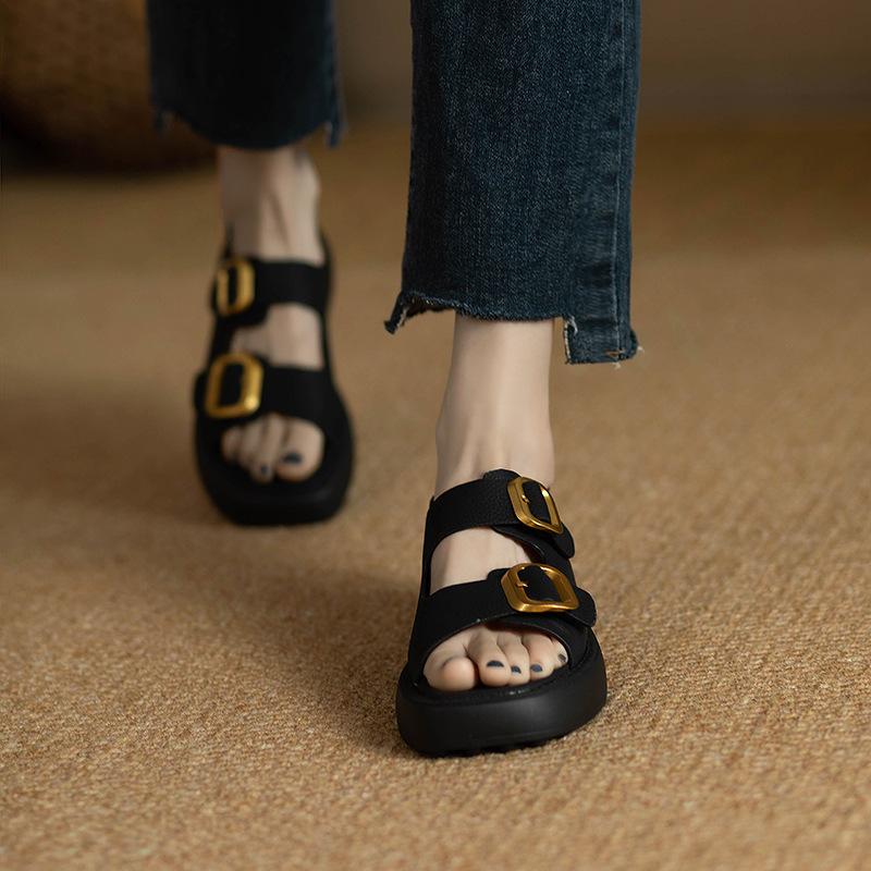 

2025comfortable All-match Fashion Personality Thick-soled Sandals Women s Summer Casual Beach Shoes Thick-soled Back Empty Shoes 34
