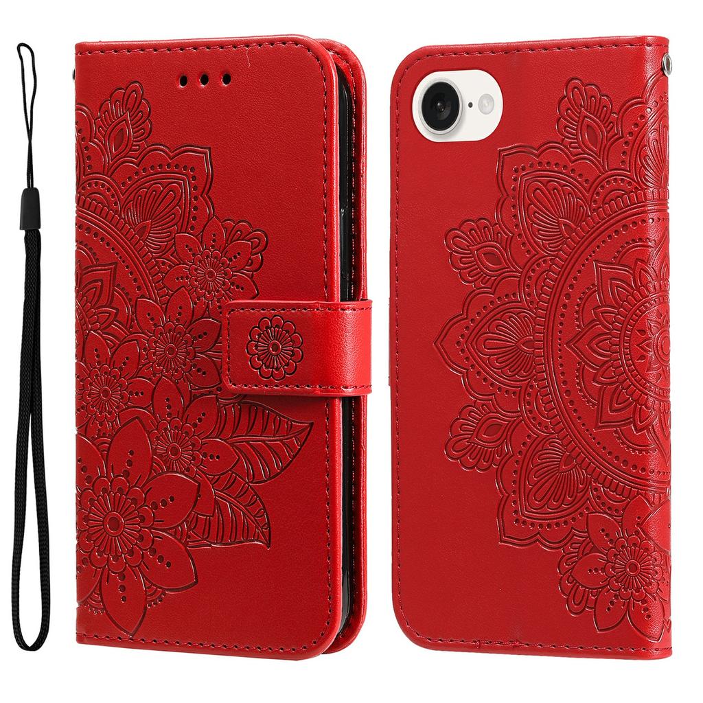 For iPhone 16e Case Floral Pattern PU Leather Wallet Stand Phone Cover