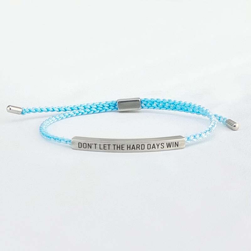 

Регулируемый гравированный браслет из титановой стали - Плетеный вручную браслет из ананасовой веревки