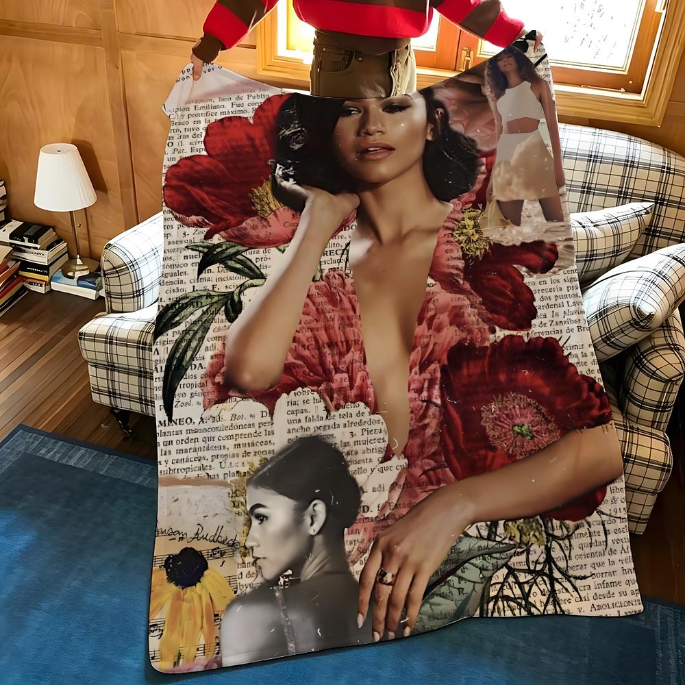 Superstar Z-Zendaya Throw Flannel Cozy Print Blanket, Portable, Durable Machine Washable Cute Cool