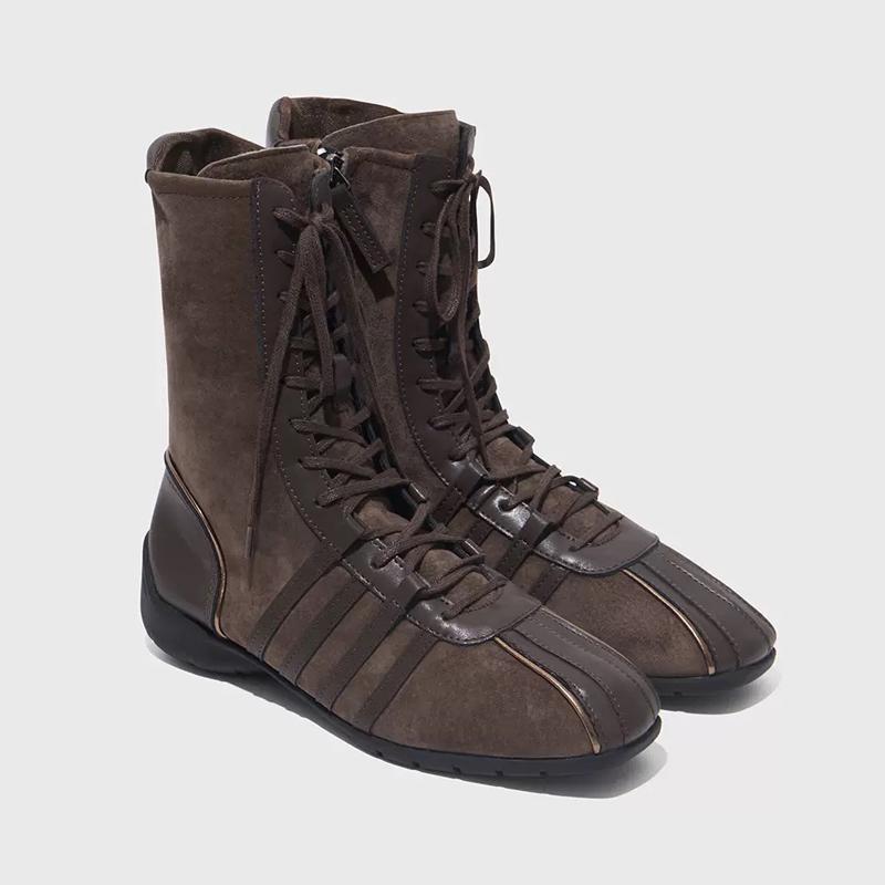 Women's Ballet Dance Shoes Boots Thi Bot 2025 New Genuine Leather Lace-Up Retro Ort Boots Korean Sle Spring