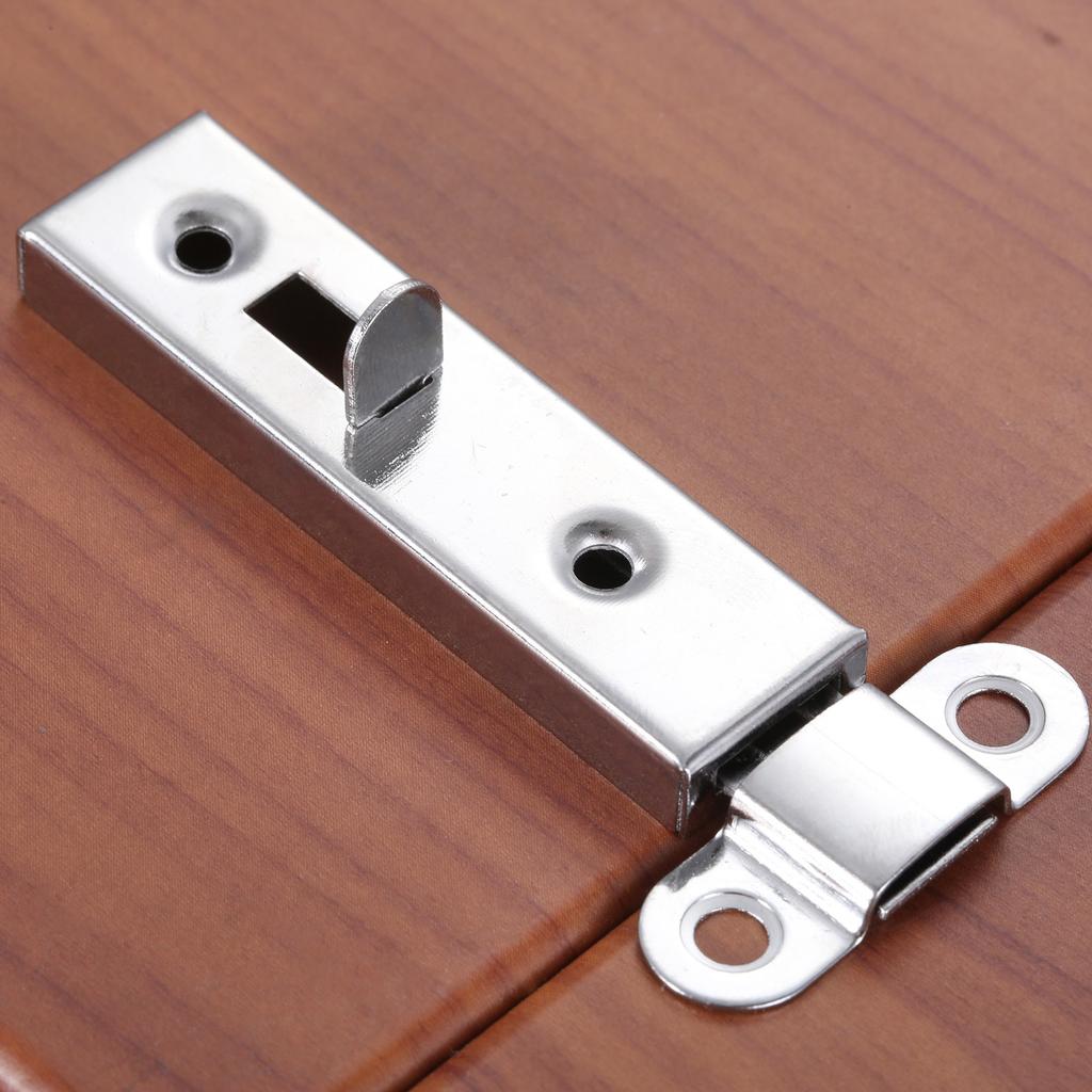 1pc Barn Sliding Door Window Panel Security Bolt Button Open Lock Latch with Screws Silver Metal Household Bedroom Space Garages Hardware 61*16mm