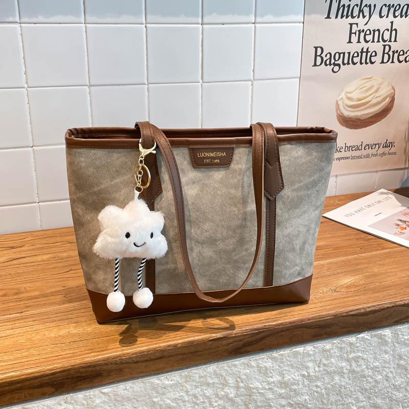New large capacity tote bag women's fashion commuter shoulder bag splicing design cute hand-to-hand crossbody bag