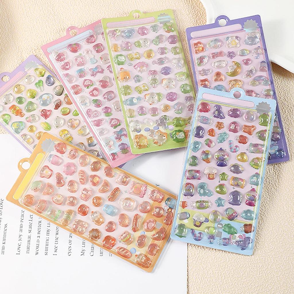 SUOKOMR Cute 3D Stickers 6 Sheets Pack Perfect for Home Cell DIY and Air-Covered Glow-in-the-Dark - - Decoration, Decor, Gifts, Phones, Diaries,