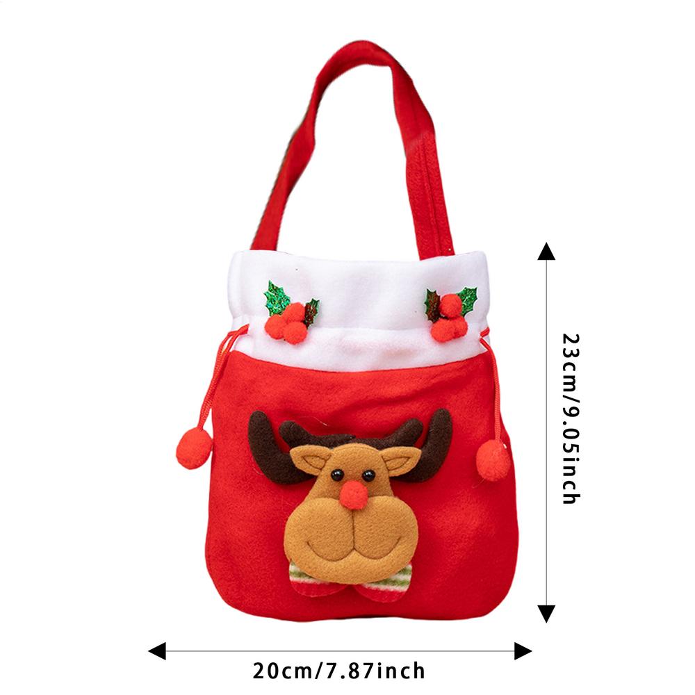 Petit sac de friandises de Noël Pochette réutilisable à dessin animé Sac à cordon pour Noël Pour gelée, sucettes, chocolat, jouets pendant