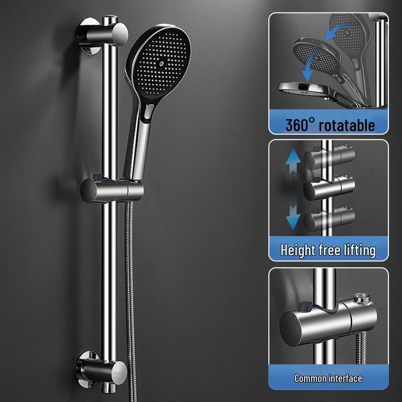 Adjustable Stainless Steel No-Drill Shower Arm and Head Holder
