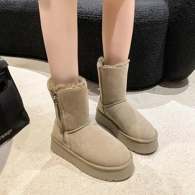 Shoes for Women 2024 Brand Mid-Calf Women's Boots Fashion Side Zipp Daily Boots Women Hot Sale Round Toe Flat Shoes Snow Boots