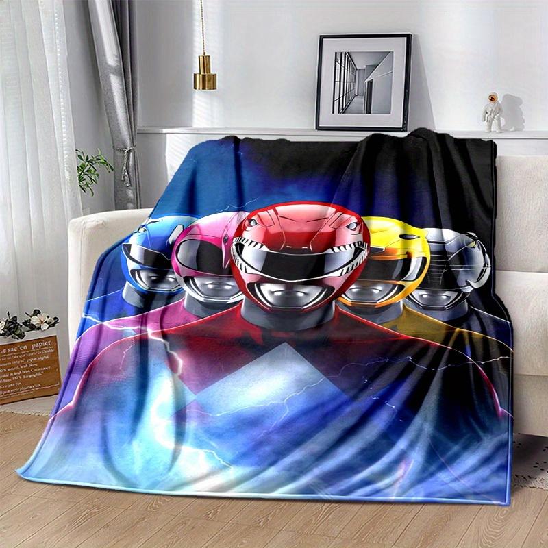 1pc, Power Rangers Red Ranger Helmet Design Soft Throw Blanket, Perfect for Home Decor, Couch Cover, Travel, Camping, Car, Beach, Office Nap, Ideal Gi