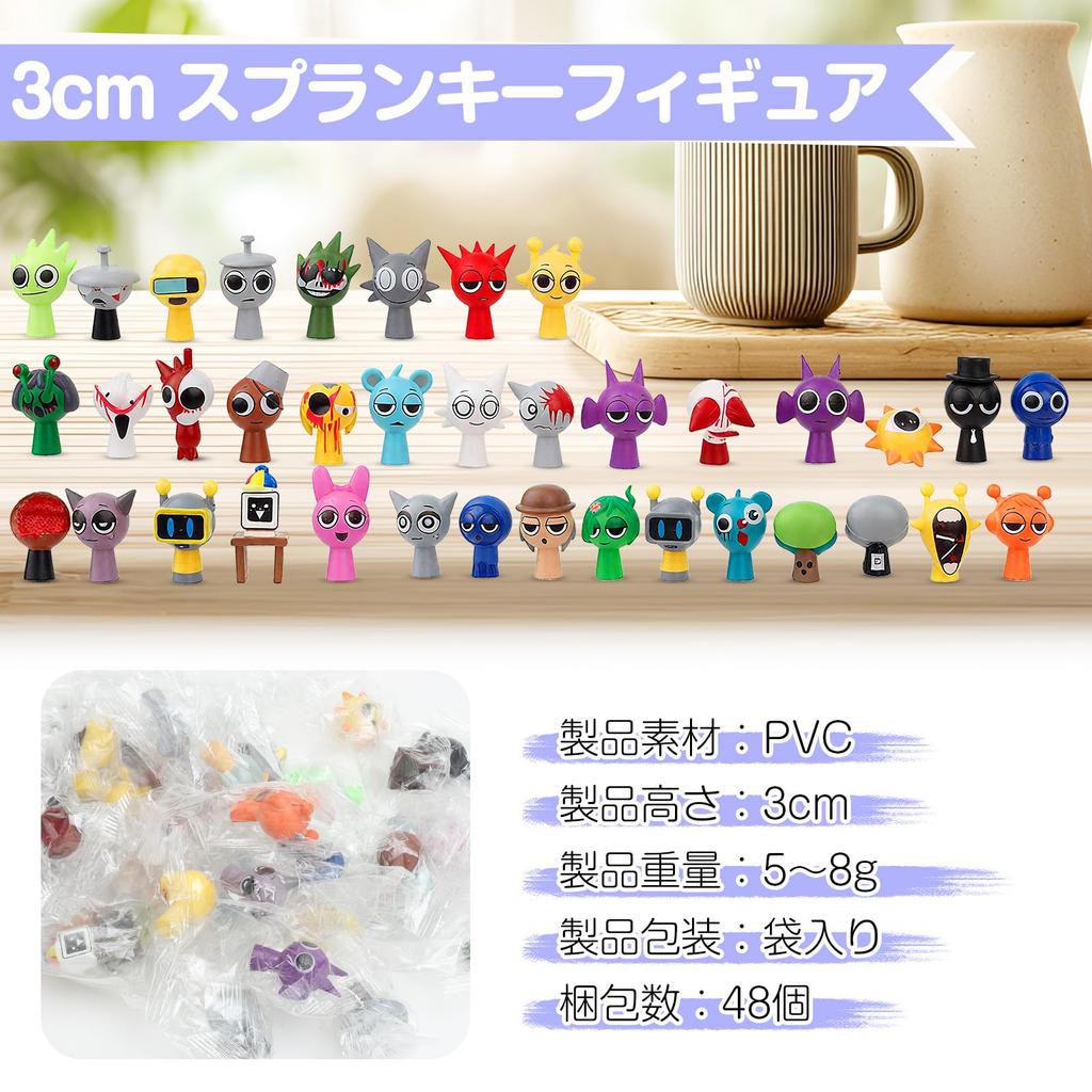 MORISHOP Spranky Figures, Doll Toys, Collectibles, Figures, Plastic Models, Game Characters, Character Collections, 3-4cm Tall (48-Pack) [Used]