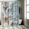 Beach Themed Shower Curtain With Sea Shells And Starfish Design - Waterproof And Durable Bathroom Decor For Coastal Home Style