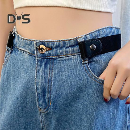 Canvas Lazy Belt Elastic Rubber Band Visible Snap Button Adjustable Slide Buckle Waistband Jeans Pants Accessories