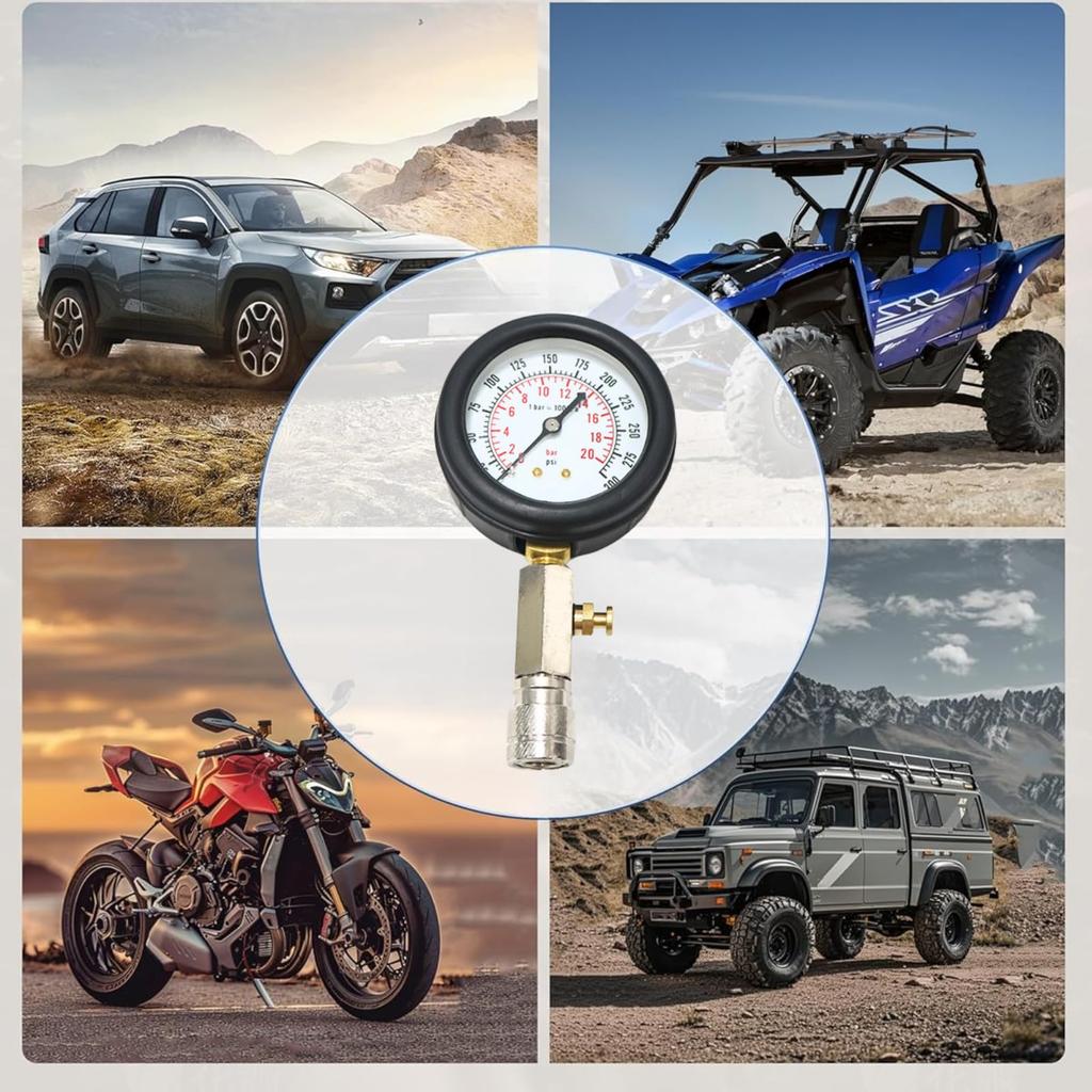 NASSIA Gasoline Engine Compression Gauge Compression Tester Kit 300 PSI Engine Compression Pressure Gauge Pressure Measuring Instrument