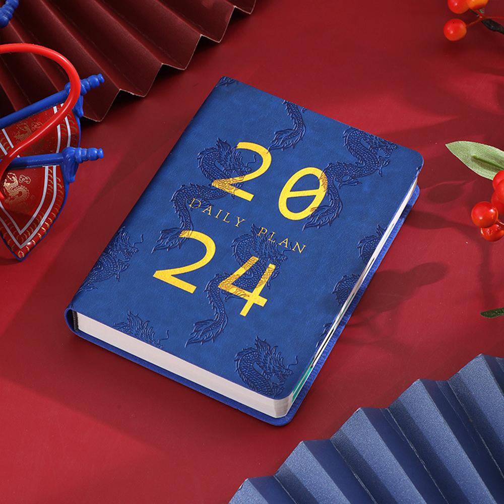 (Logo kann eingraviert werden) A5/B6 ultradickes Ledernotizbuch, Geschäftsplaner 2024, Studenten-Tagesplaner, Planer, Protokollbuch, Notizblock