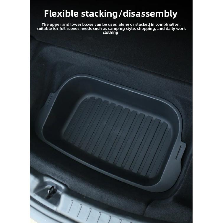 For Tesla Model Y Juniper 2025 Frunk Organizer Box Rear Trunk Double-deck Storage Box Front Cargo Dustproof Luggage Storage Tray