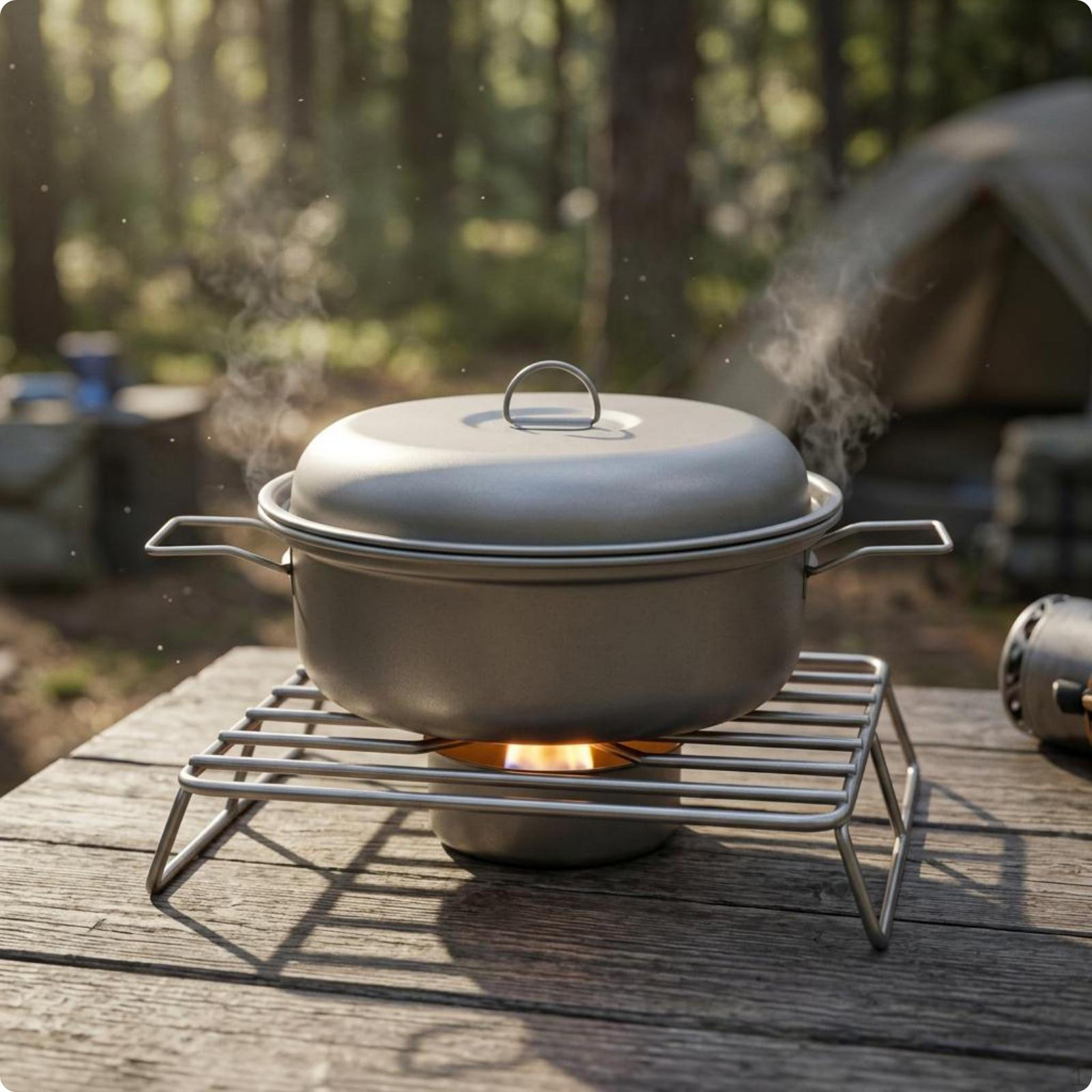 Camping Pot with Lid Side Handles Outdoor Cookware for Campers, Steaming