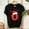 Cute Cartoon Xmas Initial A~Z Graphic T Shirts Christmas Reindeer Lights Print T-Shirts Holiday Party Family Matching Tshirts
