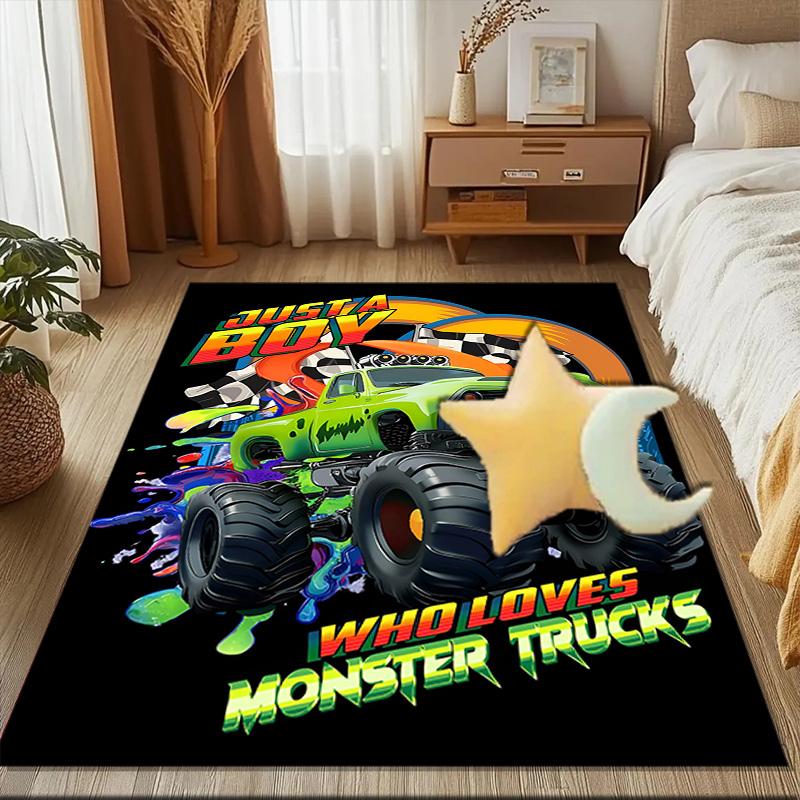 Mon-ster Truck Adventure Floor Mat for Living Room, Game Rooms, Office, Bedroom, Office Floor Mat Playful Design, Christmas fan gifts