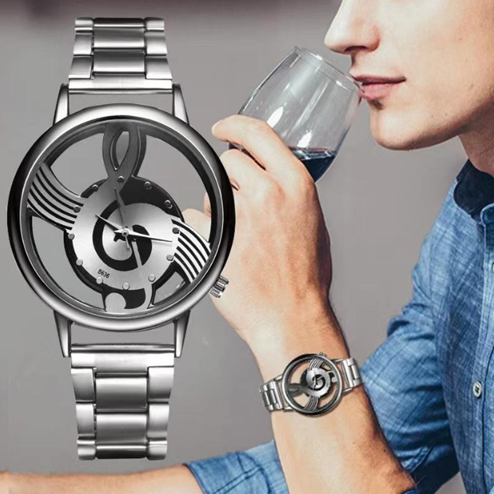 Couple Watch Steel Belt Watch Fashion Hollow Music Note Watch Men And Women The Same Quartz Watch Watch