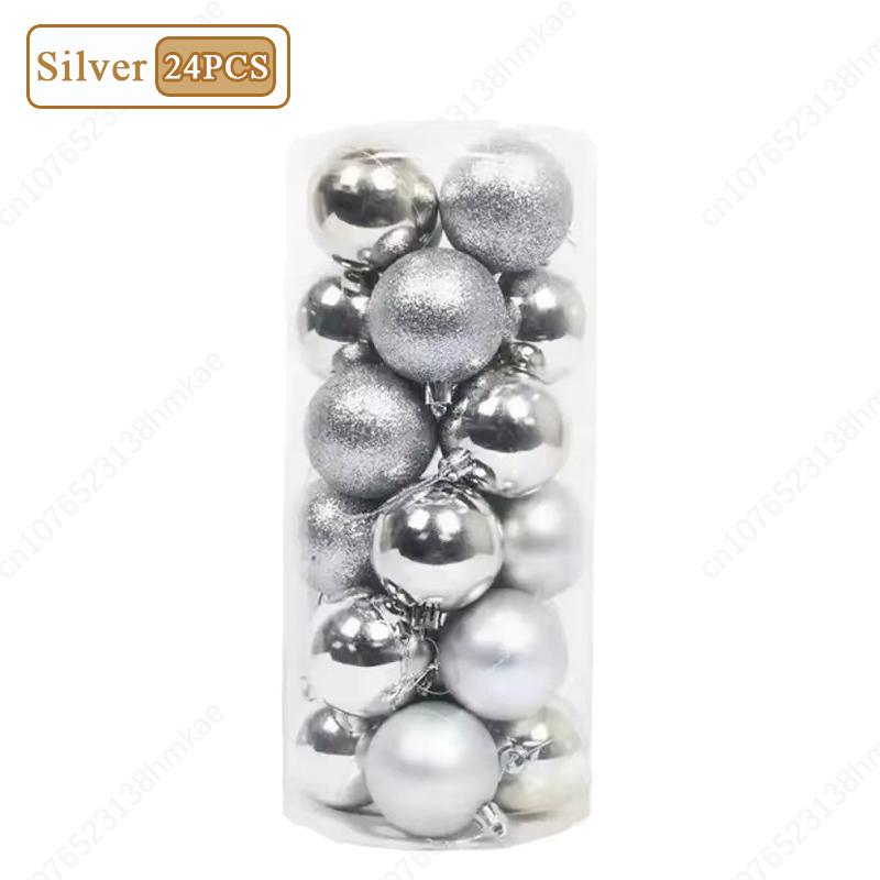 Christmas Tree Balls 3cm 24pcs Multicolor Ornaments Set Shatterproof Baubles Decoration for Xmas Tree Family Party Supplies