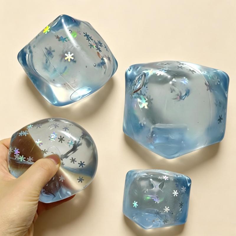 Snowflake Ice Cubes Squishy Squzze Toy Slow Rising Sensory Fidget Toy Cubic Stress Relief Squeeze Toy Hand Exercise Calming Tool