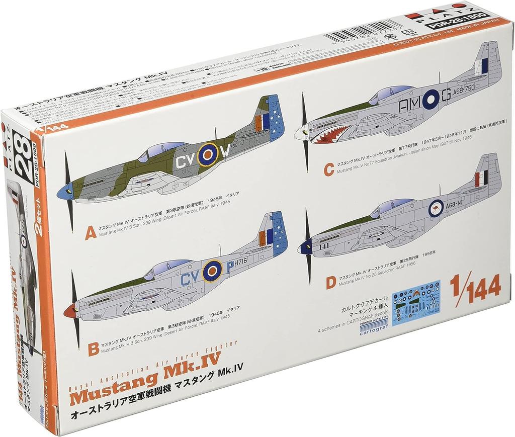 PLATZ Royal Australian Air Force Jagdflugzeug Mustang Set Plastikmodell 1/144 Mk.IV 2-teilig PDR-28