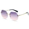 Polygon Metal Rimless Cut-Edge UV Protection Sunglasses for Women