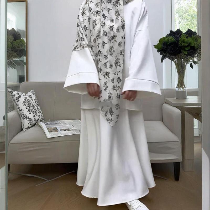 2025 Europe, America, Amazon Cross-border Women's Clothing New Solid Color Long-sleeved Crew Neck Top Loose Skirt Casual Suit