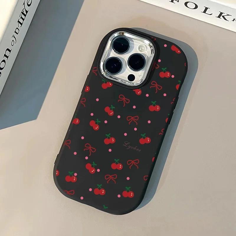 Cute Korean Cute Red Cherry Bow Case For OPPO Reno 13F 12F 11F 5G 7 4G 5 6 Lite 8 A78 A98 A58 A38 A18 A17 A16 A57 A77 A5 A9 2020