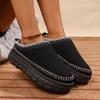 Women Plus Size Ankle High Platform Snow Boots Winter Lug Sole Slouchy Style Fleece Lined