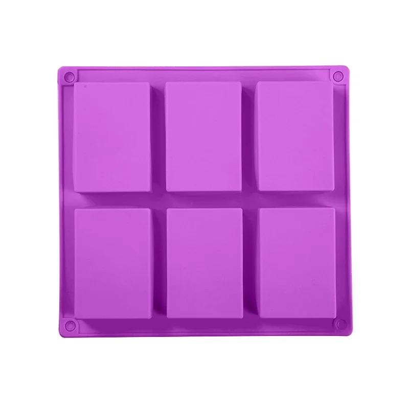 2024 New 6-chamber Rectangular Square Cake Silica Gel Baking Mold Manual Soap Mold DIY Ice Plate Jelly Cake Candy Chocolate Mold