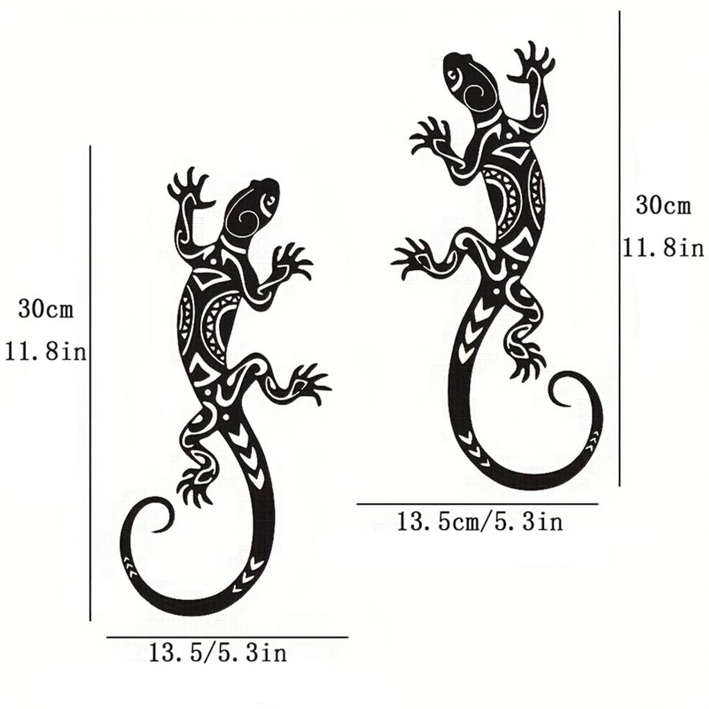 2Pc Iron Gecko Decorative Wall Decoration, Metal Lizard Wall Decoration, Indoor and Outdoor Decoration, Unique Home and Garden Reptile Decoration