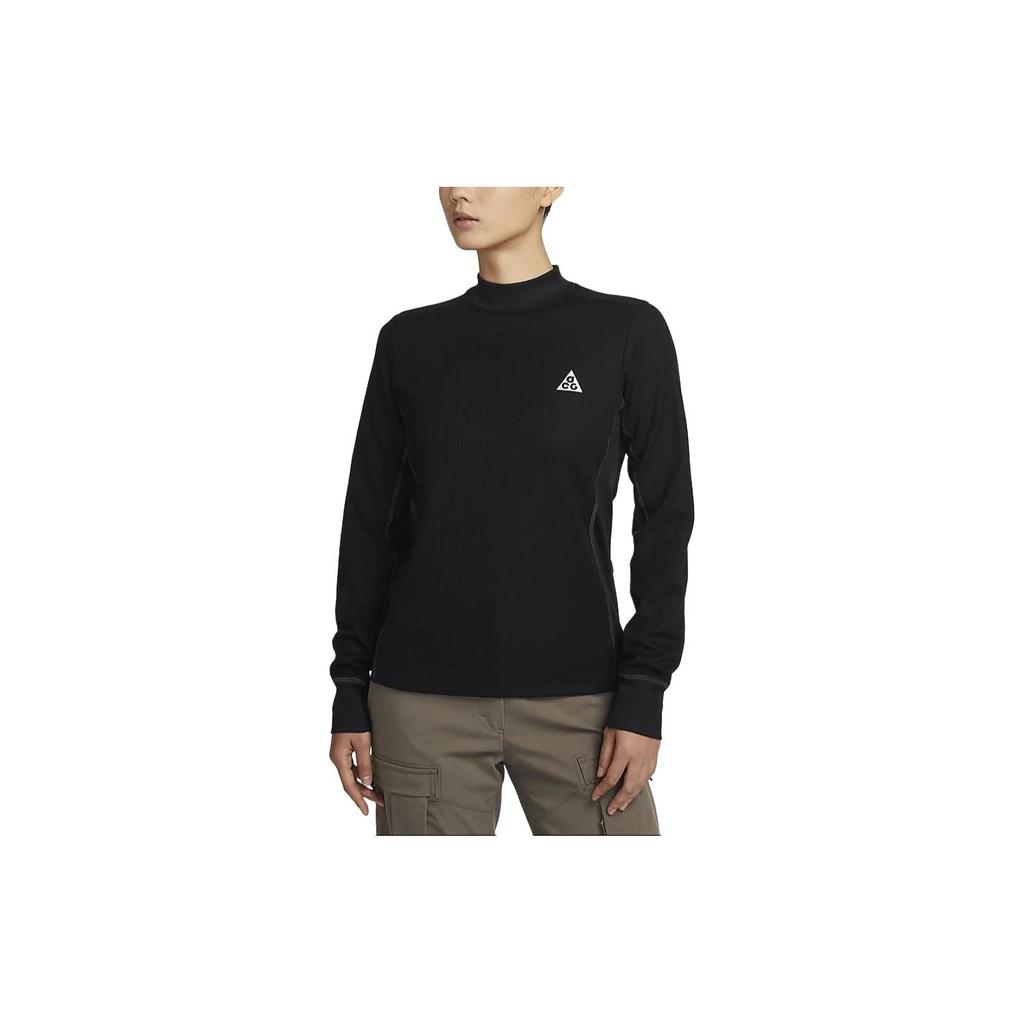 Nike ACG Dri-Fit Adv Goat Rocks Quick-Dry Outdoor Casual Long-Sleeve Mock Neck T-Shirt Women Tops Black FB8005-010