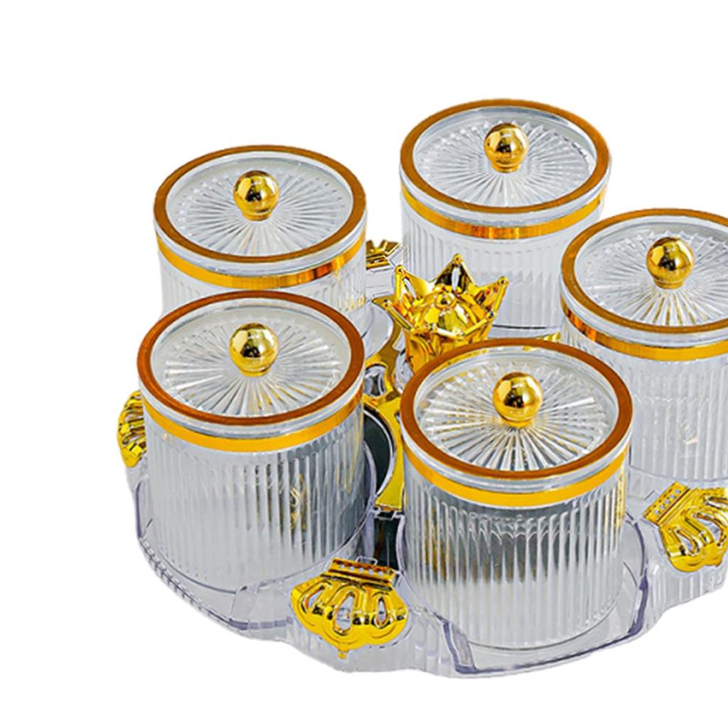 Rotatable Appetizer Snack Tray Five Compartment Dried Fruit Plate Food Storage Platter for Kitchen or Restaurant