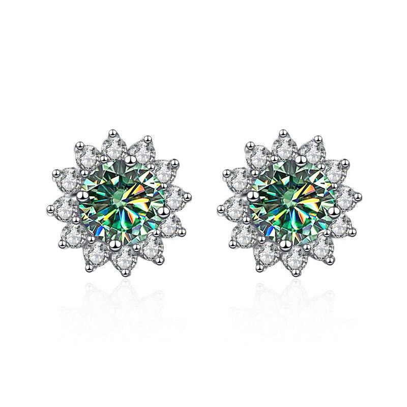 BagueRingen 1 Karaat D Kleur Moissanite Oorbellen S925 Sterling Zilveren Sieraden Voor Vrouwen Zonnebloem Oorstekers Bruiloft Verjaardag
