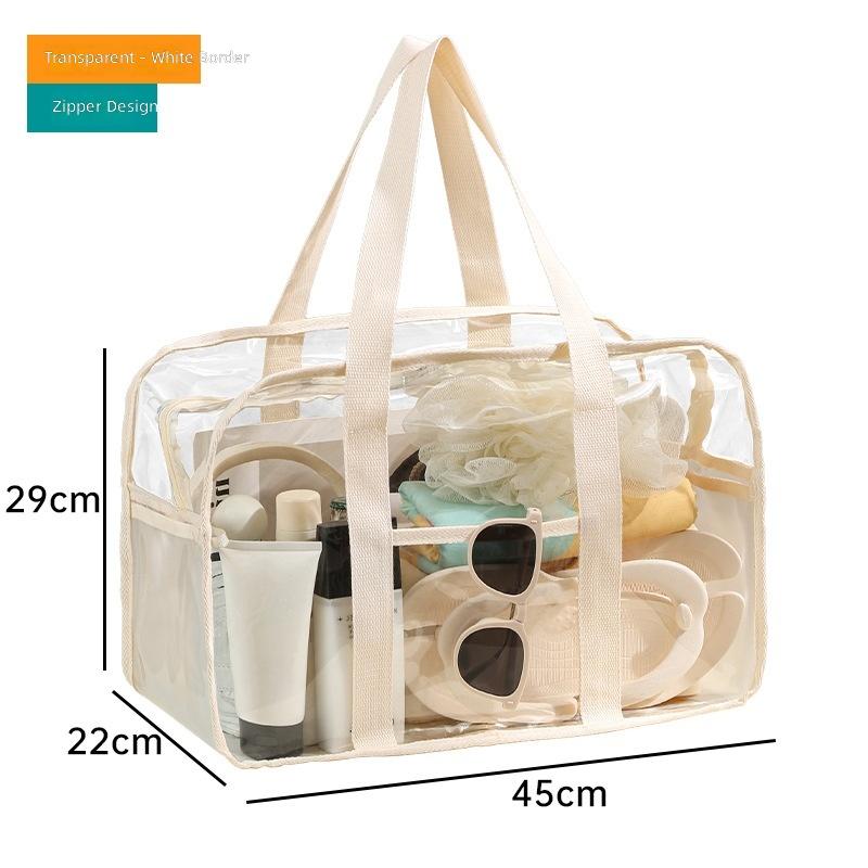 Große durchsichtige Strandtasche Wasserdichte PVC Schwimmtasche für Sommer Outdoor Reisen Kosmetik Toilettenartikel Aufbewahrung